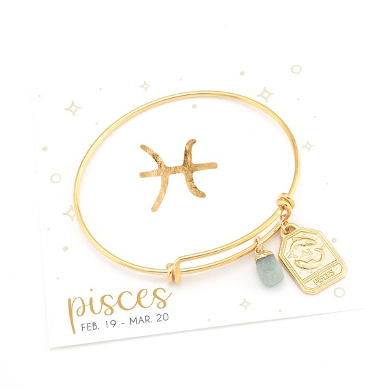 Aquamarine Pisces Charm Bracelet