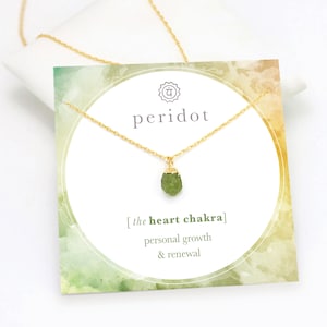 Crystal Raw Peridot Necklace, Crystal for Growth, Birthday Gift for Her, August Birthstone Necklace, Heart Chakra Love Necklace
