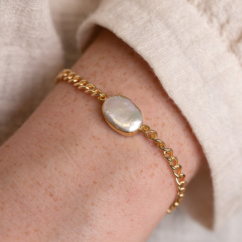 Chunky Silver Toggle Bracelets, Thick Curb Chain Stacking Bracelet ...