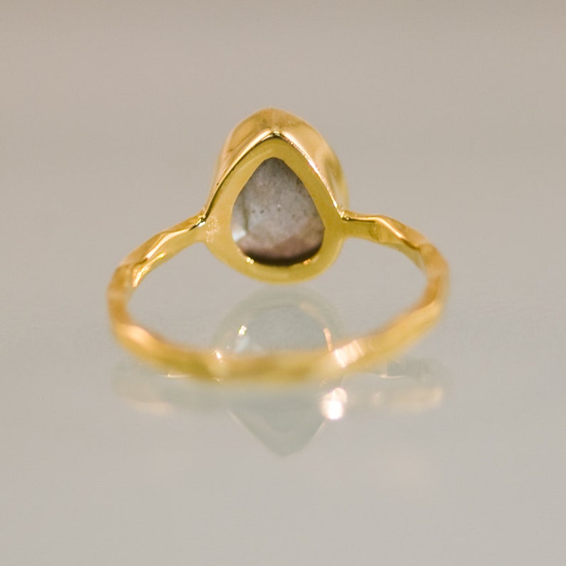 Pear Labradorite Ring, Solitaire Ring, Gemstone Ring, Teardrop Ring, Celestial Jewelry, Aurora Borealis, Stone Gift, Flashy Gemstone image 3