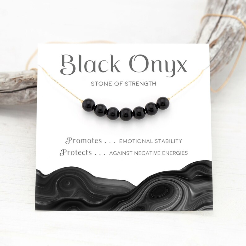 Strength Necklace Healing Black Onyx Minimalist Layering Etsy