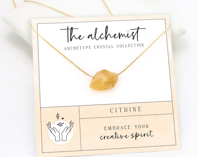 November Birthstone, Raw Citrine Nugget Crystal Necklace, Motivational gift Necklace, Success Strength Necklace, Meaningful Gift for Friend