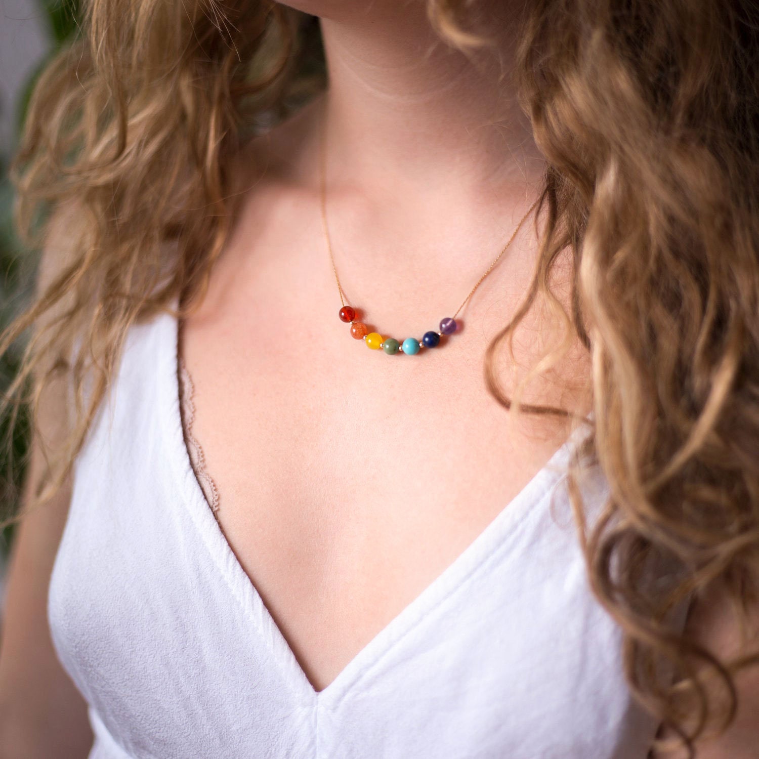 Rainbow 7 Chakra Necklace, Healing Crystal Gift, Gay Pride Jewelry, 7  Chakras Balancing Love Necklace, Yogi Statement