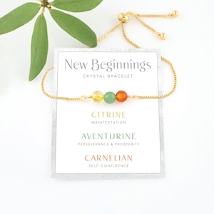 Graduation Gift for Her, New Beginnings Bracelet Gift, Crystals for Life Changes / Breakup, Beaded Gemstone Adjustable Bracelet, BFF Sister