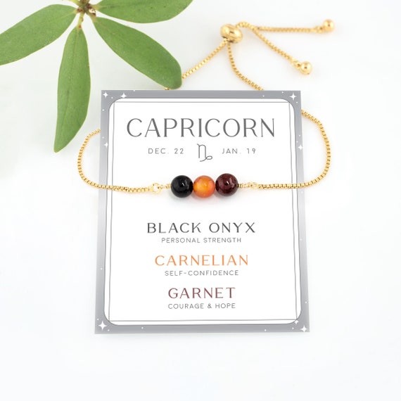 Capricorn Crystal Kit Bracelet, Dainty Beaded Birthstone Pull Tie Bracelet, Zodiac  Crystal Set Gift Under 30, Friend Group Gift Idea