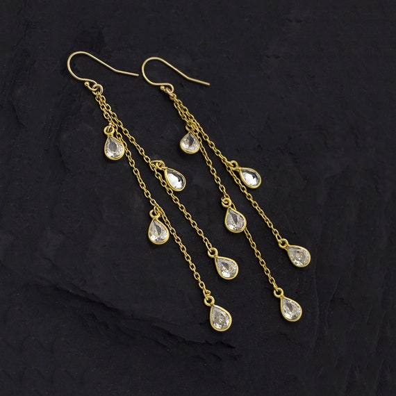Boucles D'Oreilles Pendantes Goutte En Cristal Strass Jaune - Style Déclaration, Neuf Avec Écrin