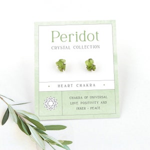 Dainty Raw Peridot Studs, August Birthstone Post Earrings, Heart Chakra  Jewelry, Bridesmaid Earrings Wedding Party Meaningful Gifts