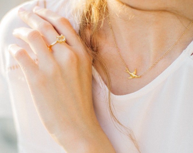 Soaring Sparrow Necklace, Dainty Jewelry, Layering Necklace, Bird Necklace, Minimalist Jewelry, Charm Necklace, Birds of a Feather, BFF Gift