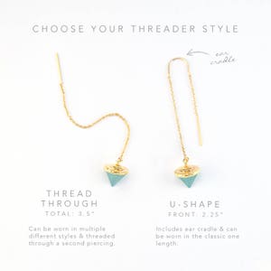 Raw Emerald Earrings Gold, Emerald Threader Earrings, Dainty Ear Threaders, Gift for Girlfriend, May Birthstone Gift, Boho Chic image 6
