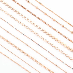 Simple Rose Gold Chain Bracelet, Minimalist Rose Gold Necklace, Delicate Chain Stacking Bracelet, Layering Piece, Everyday Rose Gold Choker