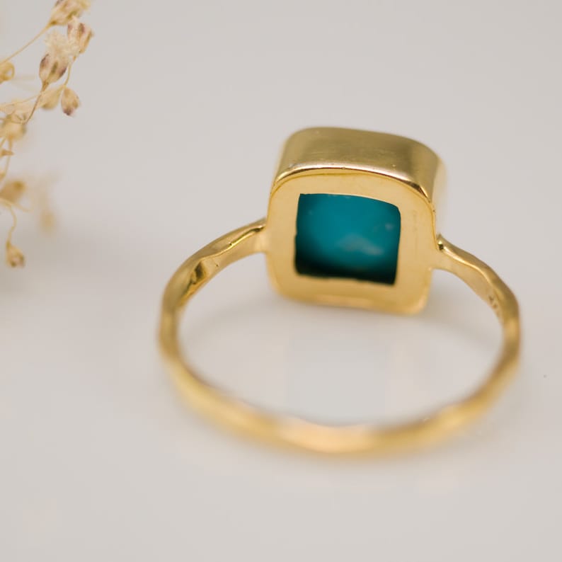 Turquoise Ring Gold, December Birthstone Ring, Gemstone Ring, Solitaire Ring, Silver Ring, Stacking Ring, Statement Ring image 7