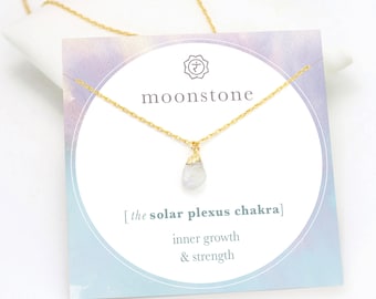 Natural Moonstone Gift Necklace, Raw Rainbow Moonstone  Crystal, New Beginnings Necklace, June Birthstone, Solar Plexus Chakra Gift