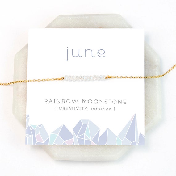 June Birthstone Necklace Rainbow Moonstone Necklace Silver - Etsy