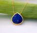 Lapis necklace - Bezel Gemstone necklace - Gold necklace - Something Blue - September Birthstone - Layered Necklace - Stone Pendant, NK-20 