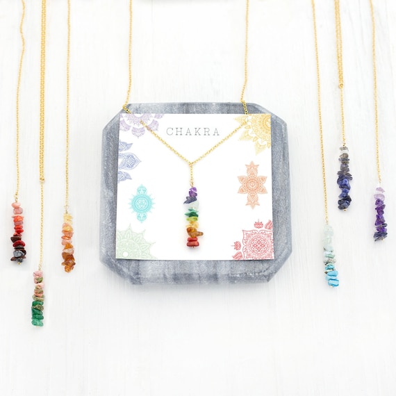 Chakra Crystals Necklace,  Necklace, 7 Chakra Pendant Necklace, Yoga Gift for Her, Boho Rainbow Lariat Necklace, Balancing Chakras