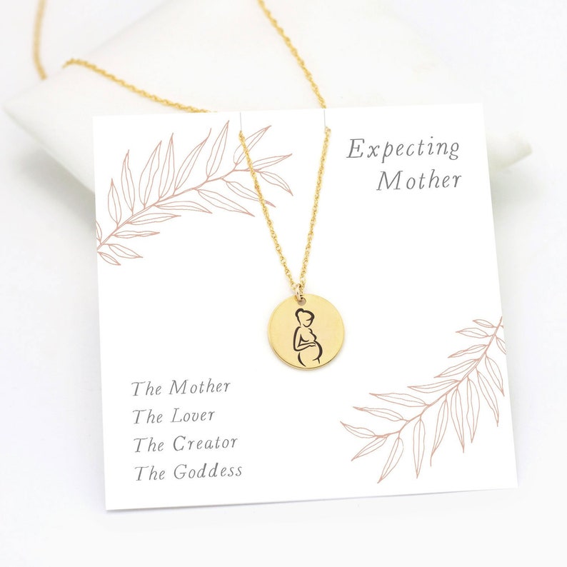 Gift for Mom from Son, Mother's Necklace, Keepsake Family Jewelry, Sentimental Gift, Simple Gold Engraved Pendant, Mother of the Groom Gift image 7