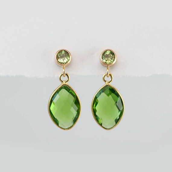 Peridot Earrings, August Birthstone Earrings, Peridot Jewelry, Gold Earrings, August Birthday Gift, Post Earrings, Peridot Stud Earrings