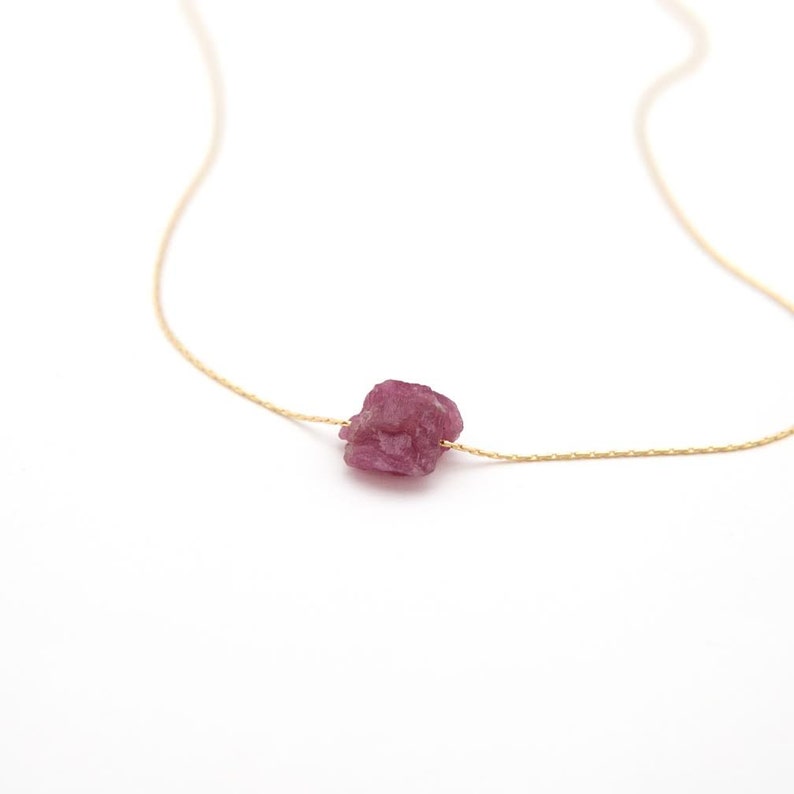 October Pink Tourmaline Necklace Raw Crystal Jewelry image 2