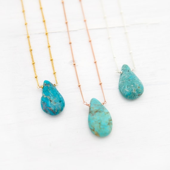 Raw Turquoise Satellite Chain Protection Necklace