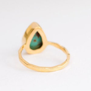 Turquoise Ring Gold, December Birthstone Ring, Gem Ring, Solitaire Ring, Gold Ring, Stackable Ring, Tear Drop Ring, Raw Stone image 3