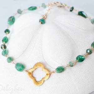 The Serendipity Bracelet Serendipity in Emerald Green Wrap Bracelet Gold Bracelet Bridesmaid Gift Clover Bracelet Quatrefoil Bracelet Enamel