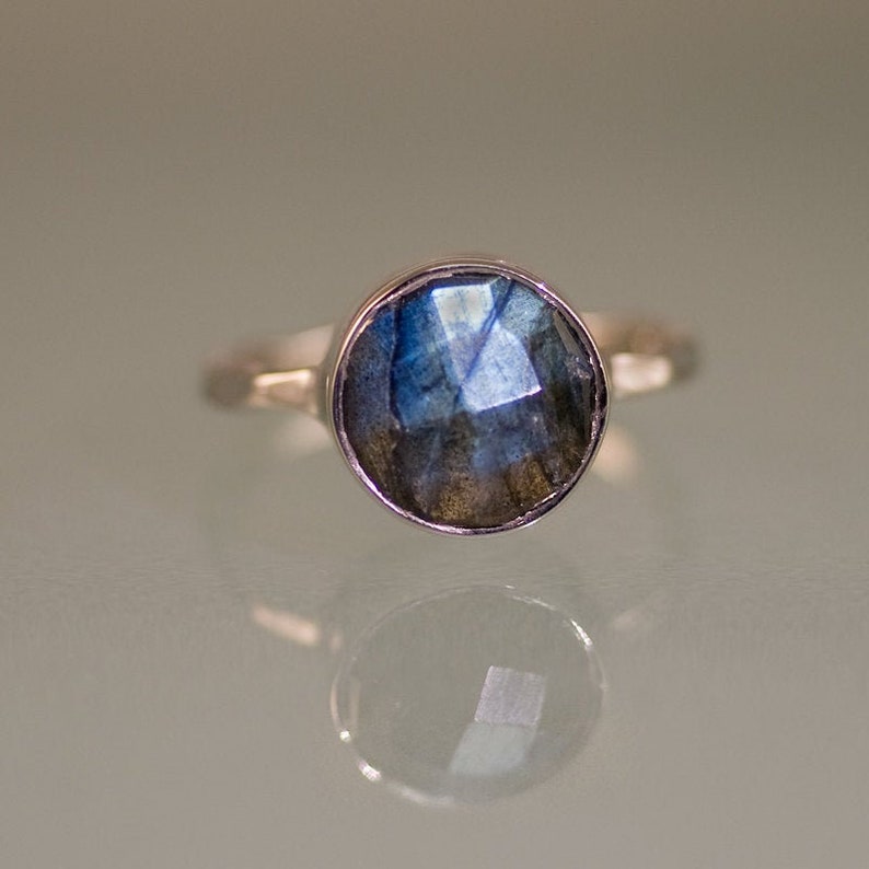 Pear Labradorite Ring, Solitaire Ring, Gemstone Ring, Teardrop Ring, Celestial Jewelry, Aurora Borealis, Stone Gift, Flashy Gemstone image 6