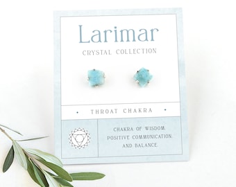 Natural Larimar Gemstone Studs, Natural Raw Larimar Sterling Silver Earrings, Rough Stone Prong Studs, Bridesmaid Wedding Favor Gift Jewelry