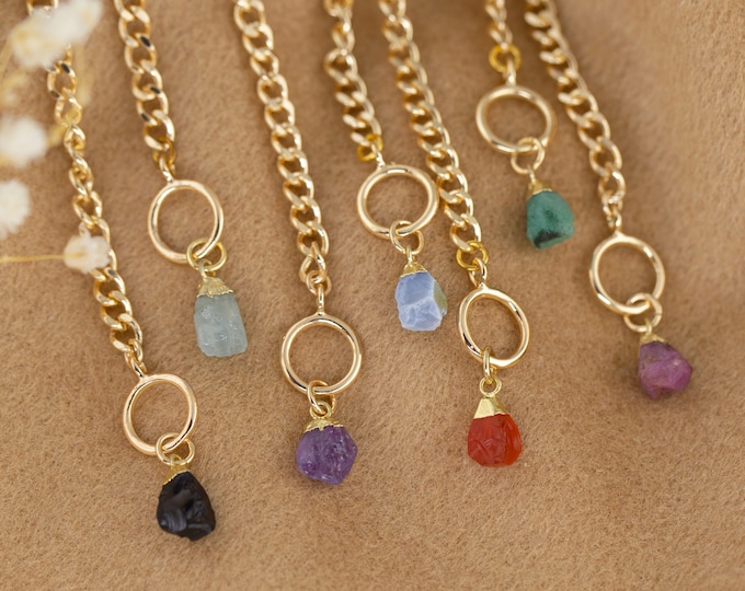 Raw Crystal Jewelry, Birthstone Crystal Necklace, Birthday Gift for a Teen, Cute Gifts under 30, Gold Chunky Cuban Chain Toggle Jewelry