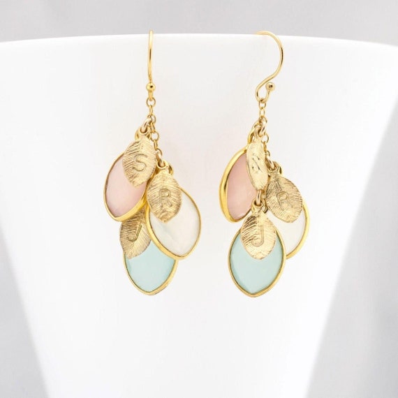 Custom Family Birthstone Earrings, Personalized Mothers Day Gift Jewelry, Gold Dangle Earrings, Generations Birthstone Jewelry Kids Initials