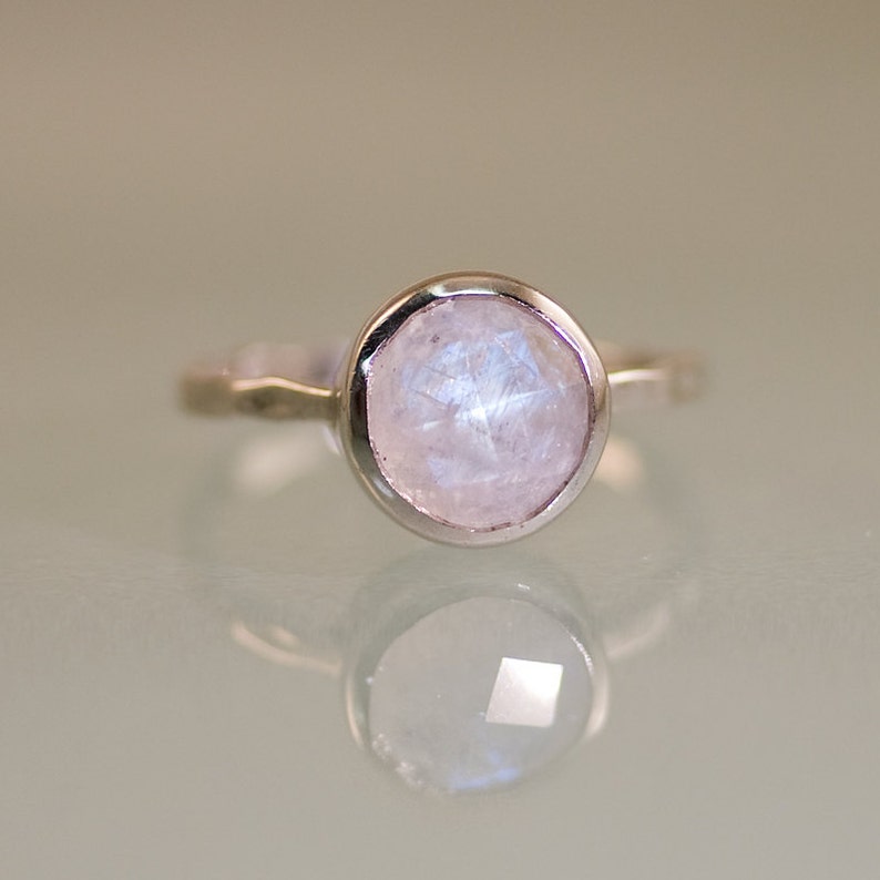 Rainbow Moonstone Rings Silver - June Birthstone Ring - Solitaire Ring - Stacking Ring - Sterling Silver Ring - Round Ring, RG-RD 