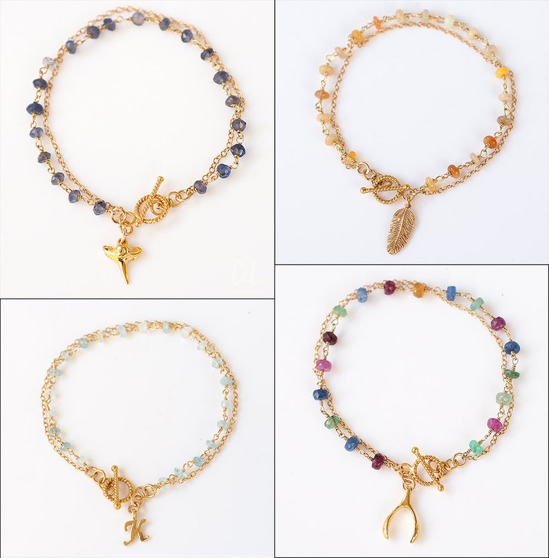 Charm Bracelet Gold Shark Tooth Charm Friendship Bracelet Etsy