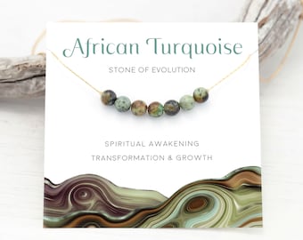 Genuine African Turquoise Necklace, Stone of Evolution, December Birthstone, Meaningful Gift for Best Friend,  Crystal Energy Jewelry