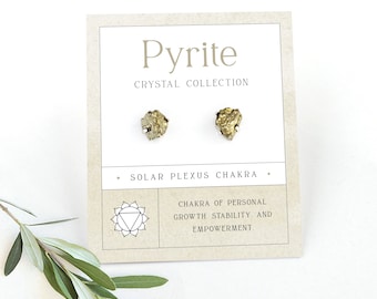 Raw Rough Pyrite Rock Crystal Stud Earrings, Sterling Silver Gemstone Studs,  Crystal Earrings, Fools Gold Chakra Earrings