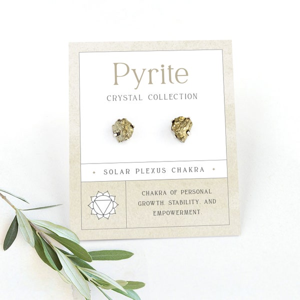 Raw Rough Pyrite Rock Crystal Stud Earrings, Sterling Silver Gemstone Studs,  Crystal Earrings, Fools Gold Chakra Earrings