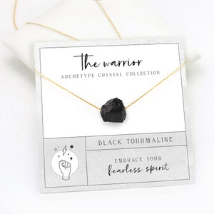 Black Tourmaline Warrior Protection Necklace, Raw Crystal Necklace, Positivity Confidence Affirmation Necklace, 21st birthday gift for her