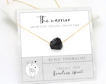 Black Tourmaline Warrior Protection Necklace, Raw Crystal Necklace, Positivity Confidence Affirmation Necklace, 21st birthday gift for her