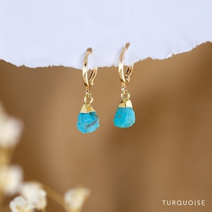 Raw Crystal Huggies Hoops Gold, Crystal Hoop Earrings, Birthstone Huggies, Charm Earrings, Tiny Dainty Small Hoops, Minimalist earrings image 15