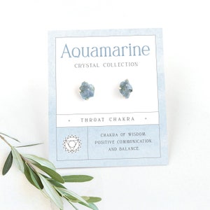 Tiny Dainty Raw Aquamarine Sterling Silver Prong Stud Earrings, March Birthday gift of Birthstone Earrings, Cute Boho Studs for Bridesmaids