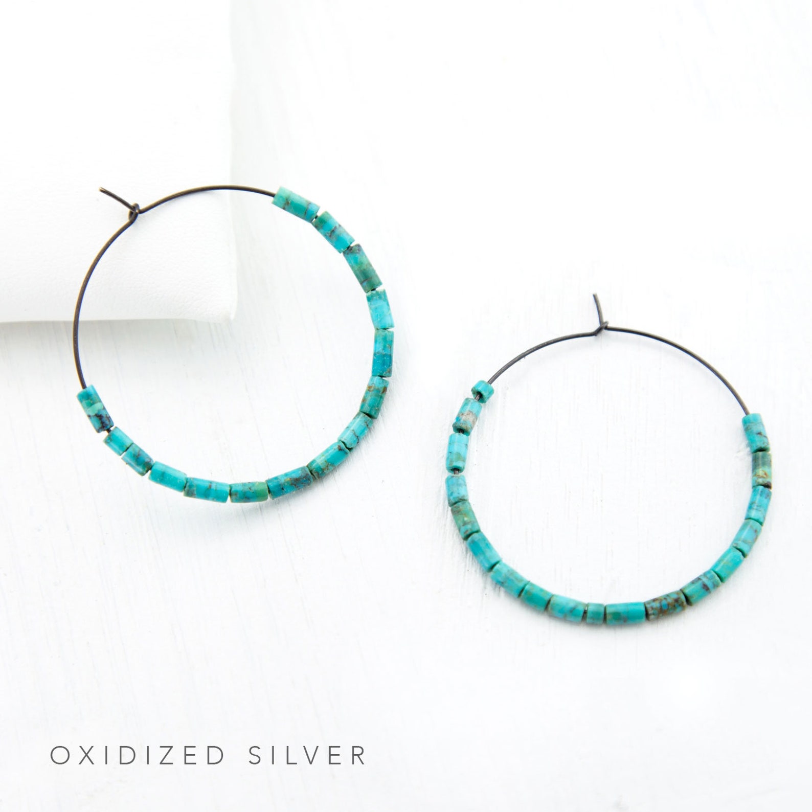 Turquoise Bead Hoops
