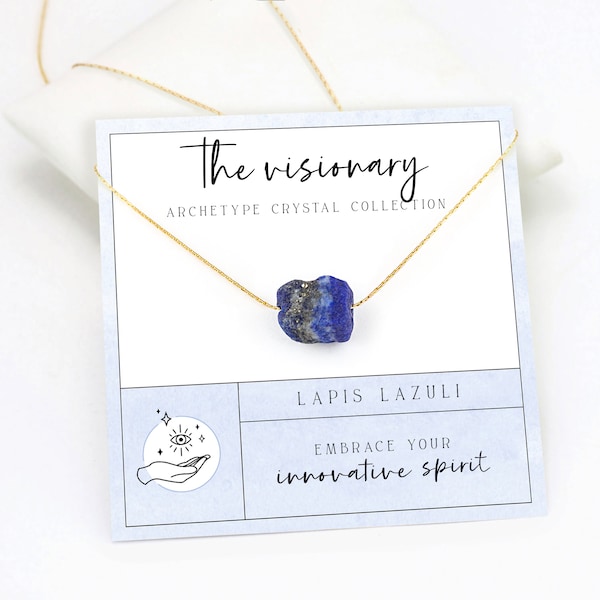 Gift for Entrepreneur, Natural Lapis Lazuli Necklace, Third Eye Chakra Wisdom Necklace, Crystal Jewelry Gift, Raw Blue Lapis September Gift