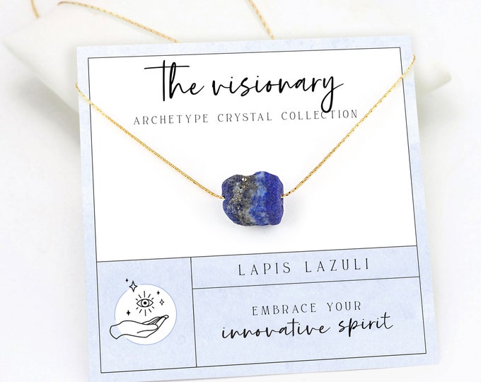 Gift for Entrepreneur, Natural Lapis Lazuli Necklace, Third Eye Chakra Wisdom Necklace, Crystal Jewelry Gift, Raw Blue Lapis September Gift