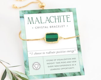 Malachite Bracelet, Real Crystal Bracelet, Positive Energy, Thoughtful Gift, Gift for Best Friend, Trendy Beachy Summer Jewelry Gift, Teen