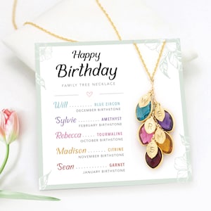 Birthday Gift for Grandma, Mom Nana Necklace Gift From Grandkids, Unique Personalized Grandmother Multi Birthstone Initial Necklace