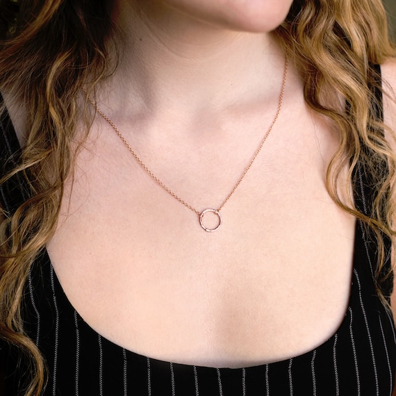 Rose gold open circle necklace best sale