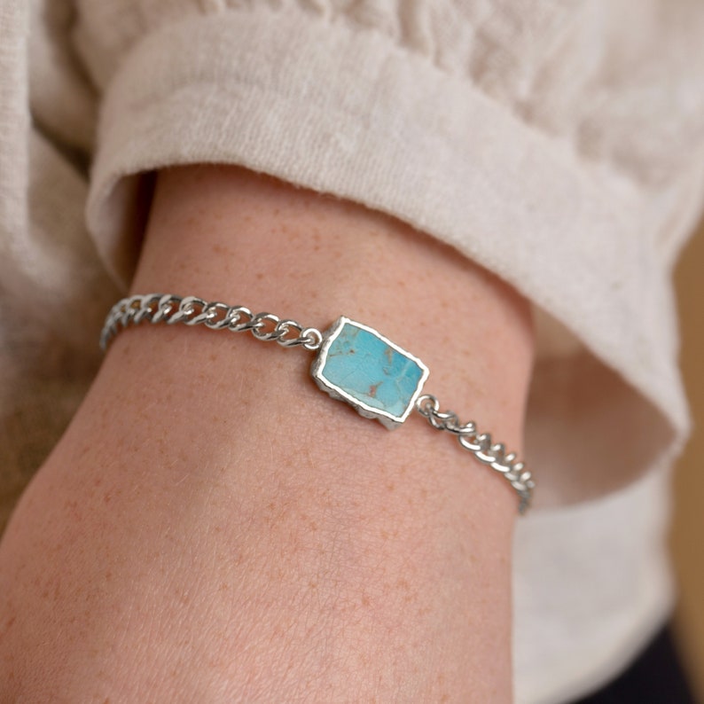 Chunky Silver Toggle Bracelets, Thick Curb Chain Stacking Bracelet ...
