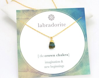 Labradorite Necklace Gold, Tiny Crystal Pendant, Genuine Raw Labradorite  Transformation Necklace, Crown Chakra Boho Gift for Women