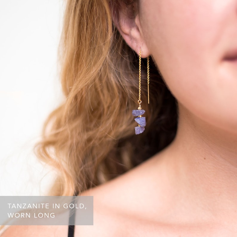 Orange Carnelian Threader Earrings Raw Gemstone Jewelry Etsy