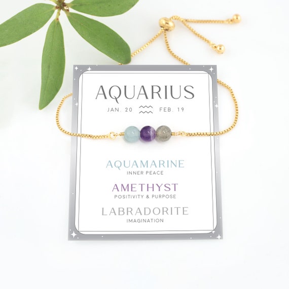 Aquarius Zodiac/ BirthStone Bracelet – Trucrystals.in