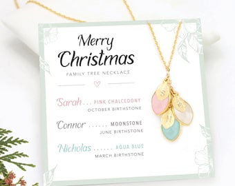 Personalized Gifts for Mom from Son, Wife Christmas Gift from Husband, Personalized Greeting Card with Necklace for Mom, Birthstone Necklace