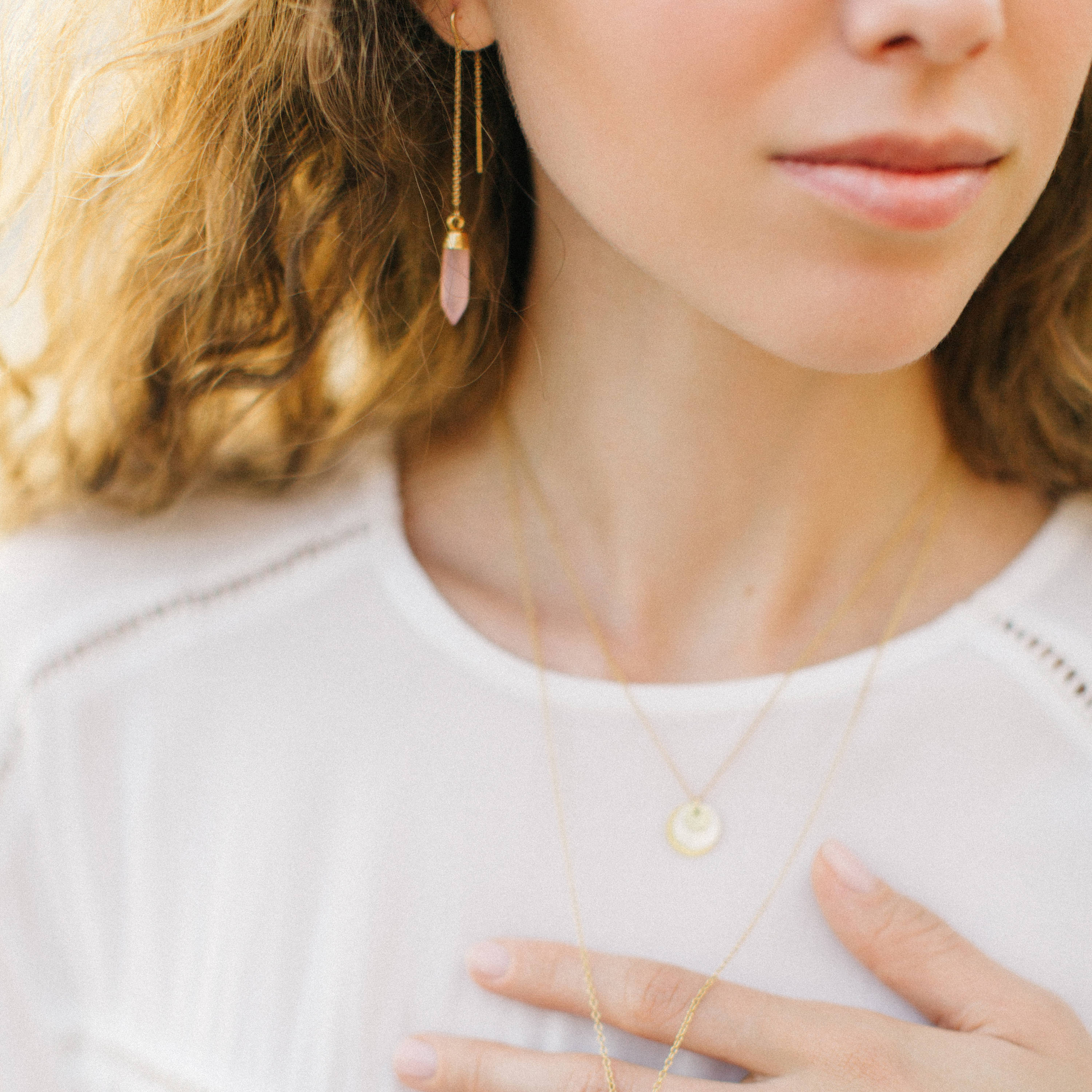 Gemstone threader deals earrings